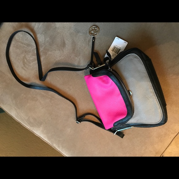 Jessica Simpson Handbags - Jessica Simpson Vibrant Pink and Sleek Gray Crossbody Bag